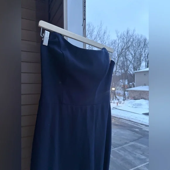 🆕 AQUA Formal Navy Blue Sleeveless Maxi Dress Slit Elegant Evening Gown Size 8 - Picture 10 of 15